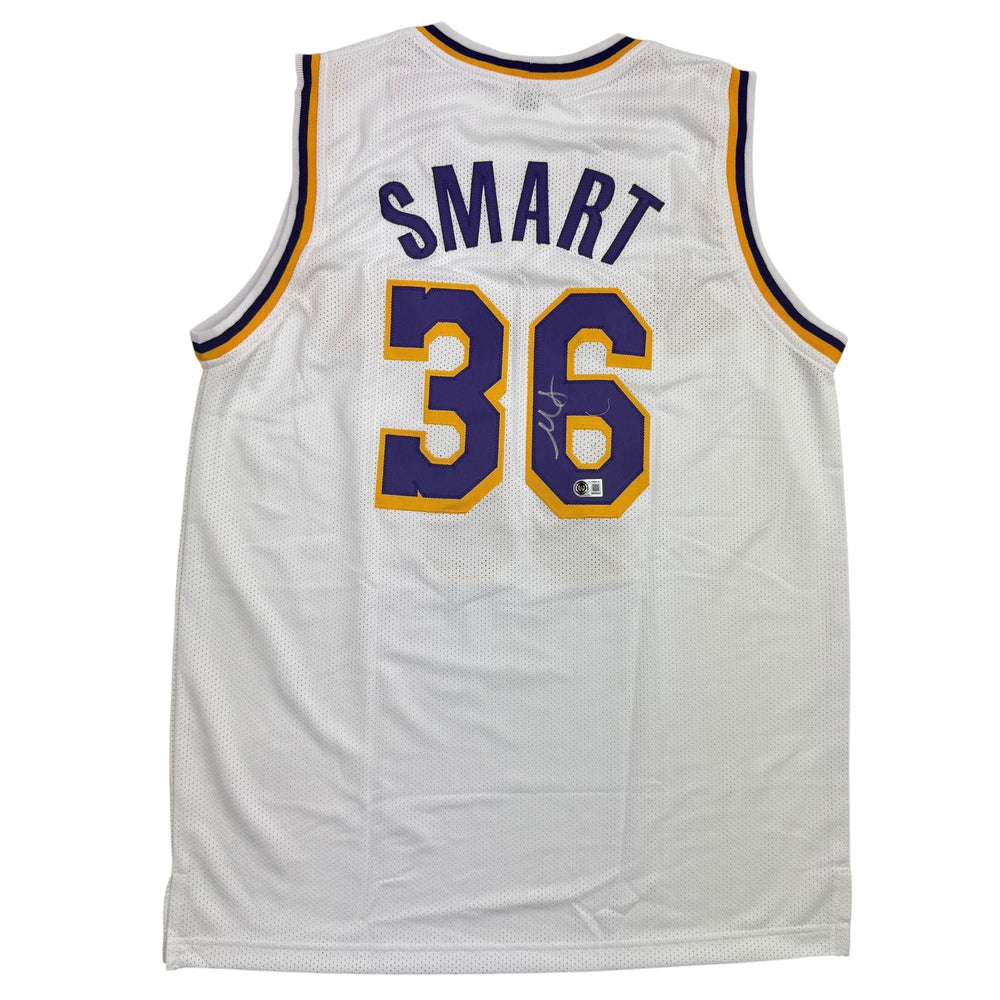 Autographed/Signed Marcus Smart Los Angeles White Basketball Jersey Beckett BAS COA (ONLINE ORDER ONLY)