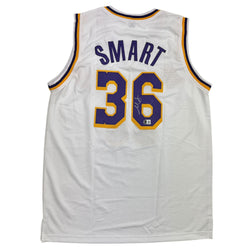 Autographed/Signed Marcus Smart Los Angeles White Basketball Jersey Beckett BAS COA (ONLINE ORDER ONLY)