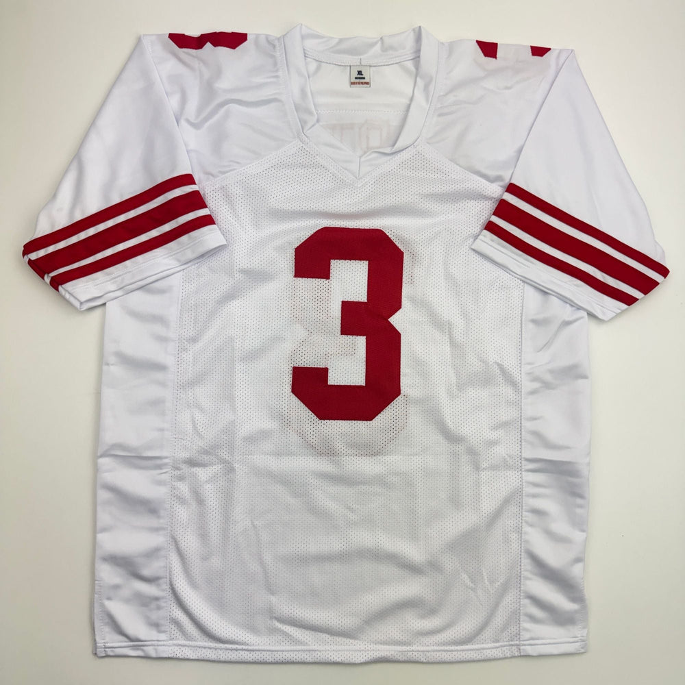 Autographed/Signed Abdul Carter New York White Football Jersey Beckett BAS COA (ONLINE ORDER ONLY)