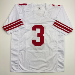 Autographed/Signed Abdul Carter New York White Football Jersey Beckett BAS COA (ONLINE ORDER ONLY)