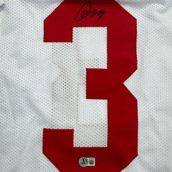 Autographed/Signed Abdul Carter New York White Football Jersey Beckett BAS COA (ONLINE ORDER ONLY)