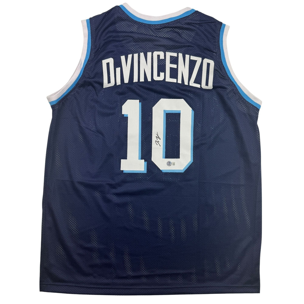 Autographed/Signed Donte DiVincenzo Villanova Blue College Basketball Jersey Beckett BAS COA (ONLINE ORDER ONLY)
