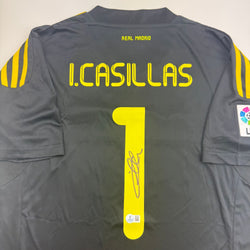 Autographed/Signed Iker Casillas Real Madrid Black Soccer Futbol Jersey Beckett BAS COA (ONLINE ORDER ONLY)