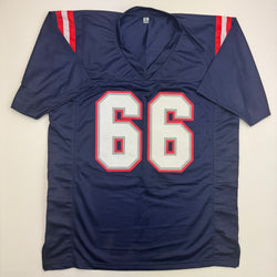 Autographed/Signed Will Campbell New England Blue Football Jersey JSA COA (ONLINE ORDER ONLY)