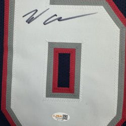 Autographed/Signed Will Campbell New England Blue Football Jersey JSA COA (ONLINE ORDER ONLY)