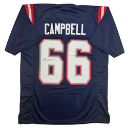 Autographed/Signed Will Campbell New England Blue Football Jersey JSA COA (ONLINE ORDER ONLY)