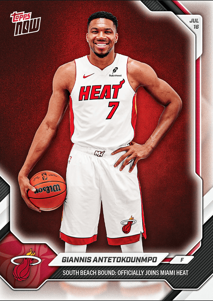 2026 Topps Now Giannis Antetokounmpo #OS02 South Beach Bound: Officially Joins Miami Heat Basketball Card (ONLINE ORDER ONLY)
