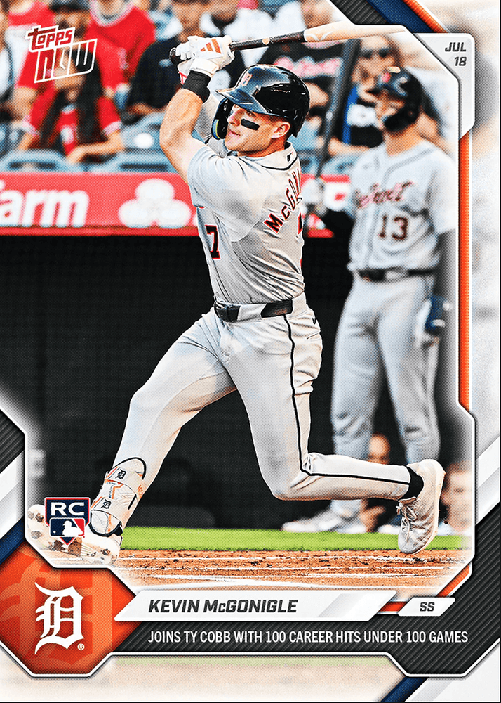 2026 Topps Now Kevin McGonigle #463 Joins Ty Cobb with 100 Career Hits Under 100 Games Detroit Tigers Rookie RC Baseball Card (ONLINE ORDER ONLY)