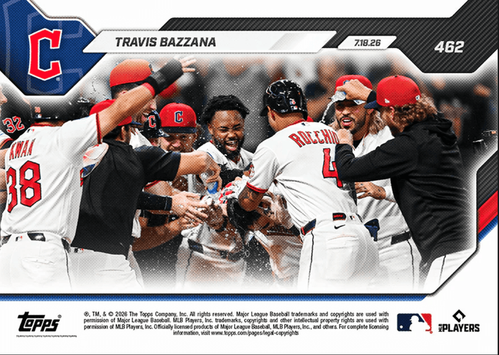 2026 Topps Now Travis Bazzana #462 2 Run Blast Delivers First Career Walk Off Home Run Cleveland Guardians Rookie RC Baseball Card (ONLINE ORDER ONLY)