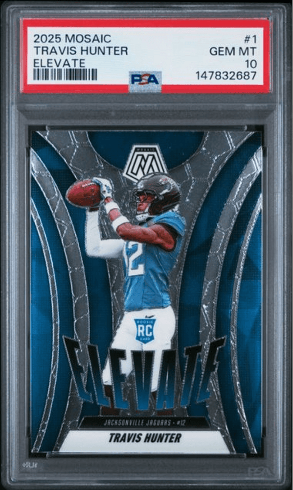 Graded 2025 Panini Mosaic Travis Hunter #1 Elevate Rookie RC Football Card PSA 10 Gem Mint (ONLINE ORDER ONLY)