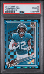 Graded 2025 Panini Donruss Travis Hunter #3 The Rookies Rookie RC Football Card PSA 10 Gem Mint (ONLINE ORDER ONLY)