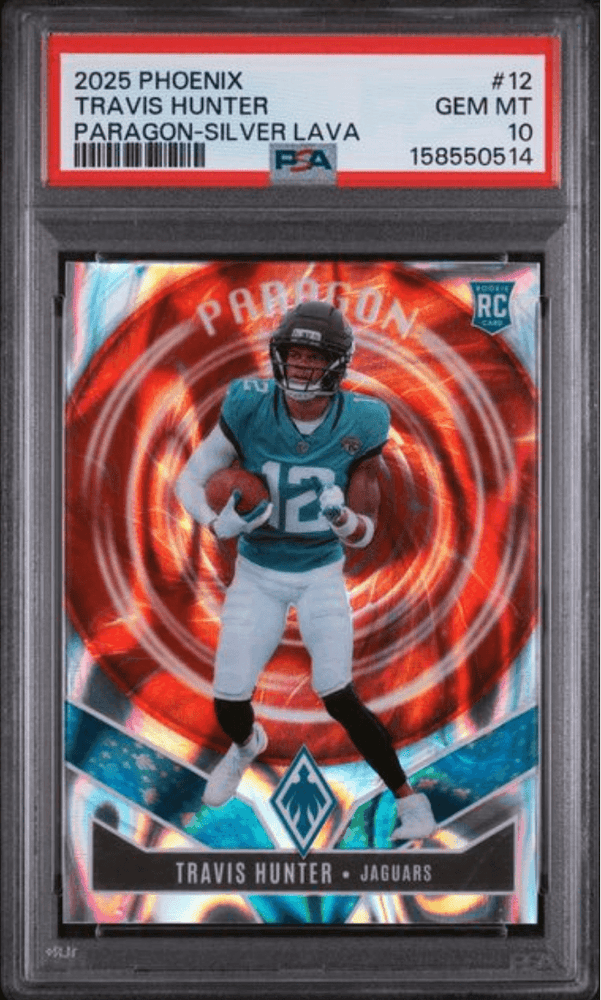 Graded 2025 Panini Phoenix Travis Hunter #12 Paragon Silver Lava /199 Rookie RC Football Card PSA 10 Gem Mint (ONLINE ORDER ONLY)