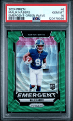 Graded 2024 Panini Prizm Malik Nabers #6 Emergent Green Wave Rookie RC Football Card PSA 10 Gem Mint (ONLINE ORDER ONLY)
