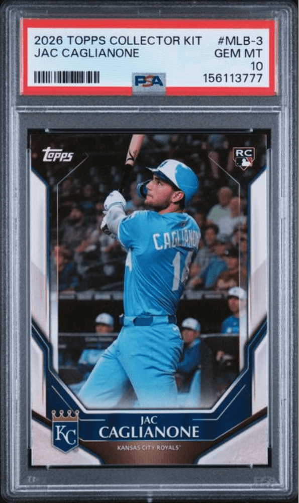 Graded 2026 Topps Collector Kit Jac Caglianone #MLB3 Rookie RC Baseball Card PSA 10 Gem Mint (ONLINE ORDER ONLY)