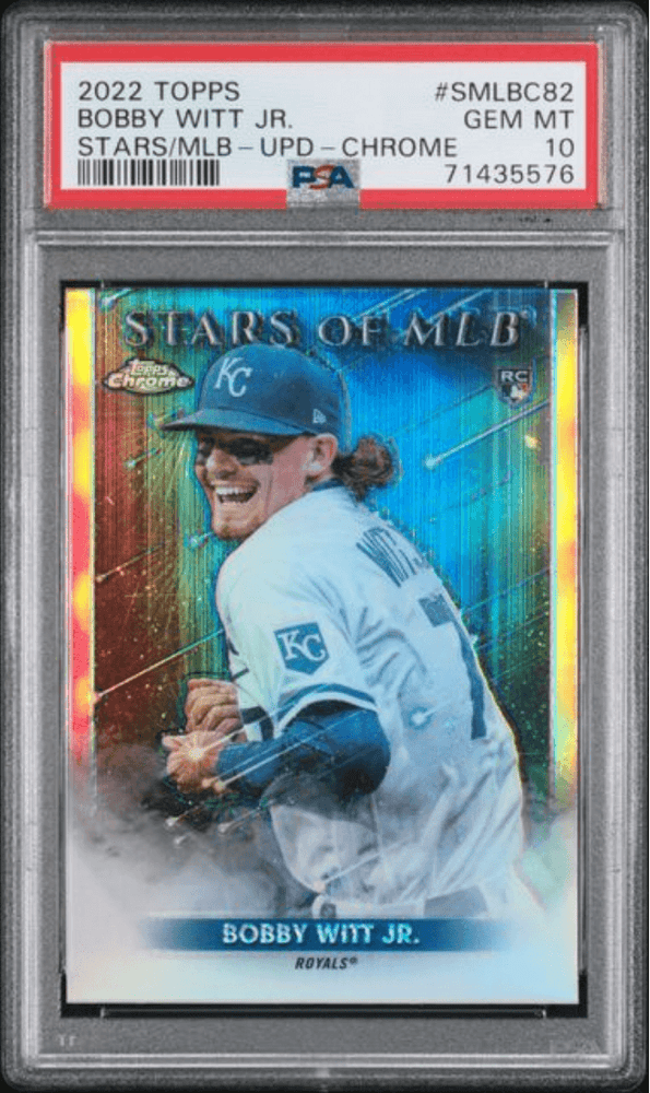 Graded 2022 Topps Bobby Witt Jr #SMLBC82 Stars of MLB Update Chrome Rookie RC Baseball Card PSA 10 Gem Mint (ONLINE ORDER ONLY)