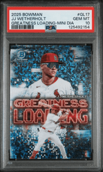 Graded 2025 Topps Bowman JJ Wetherholt #GL17 Greatness Loading Mini Diamond /150 Rookie RC Baseball Card PSA 10 Gem Mint (ONLINE ORDER ONLY)