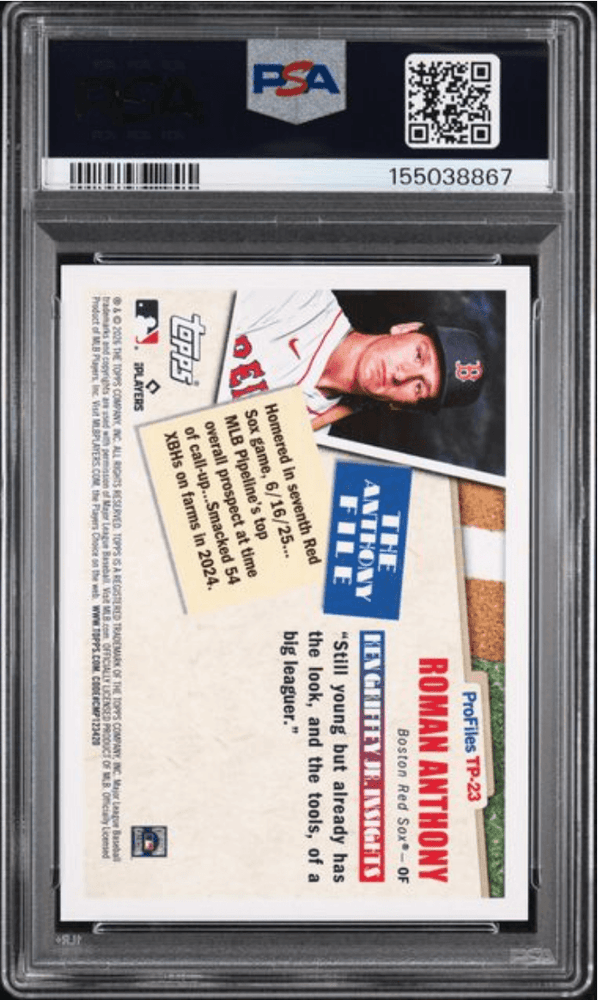 Graded 2026 Topps Roman Anthony #23 Topps Profiles Rookie RC Baseball Card PSA 10 Gem Mint (ONLINE ORDER ONLY)