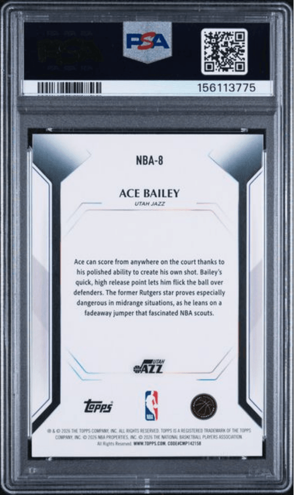 Graded 2026 Topps Collector Kit Ace Bailey #NBA8 Rookie RC Basketball Card PSA 10 Gem Mint (ONLINE ORDER ONLY)