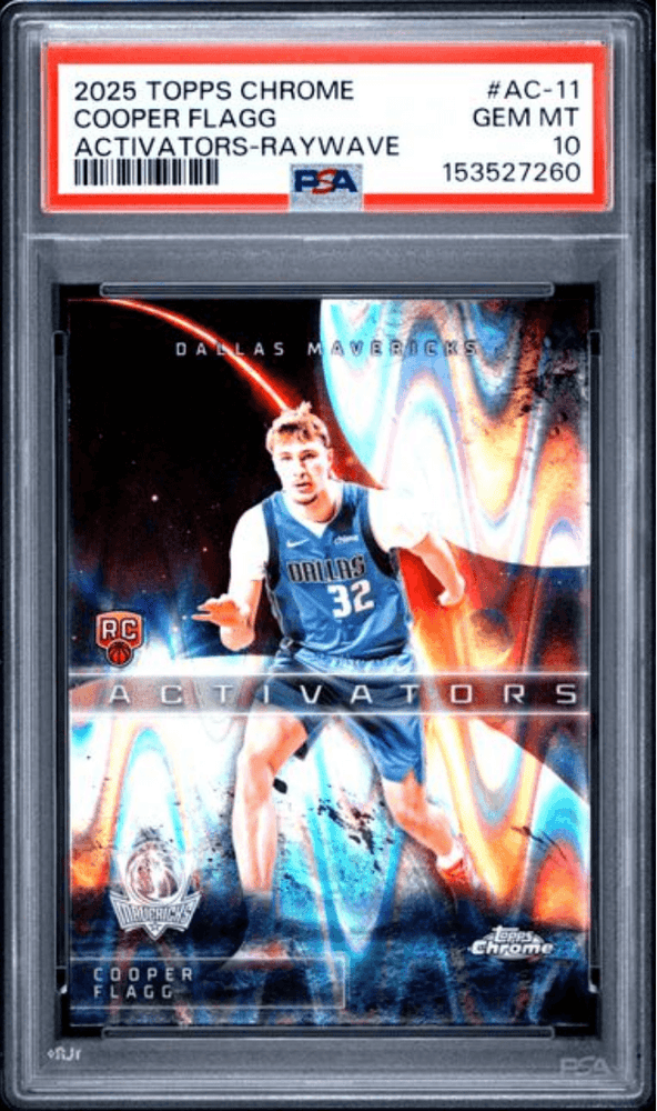 Graded 2025 Topps Chrome Cooper Flagg #AC11 Activators Raywave Rookie RC Basketball Card PSA 10 Gem Mint (ONLINE ORDER ONLY)