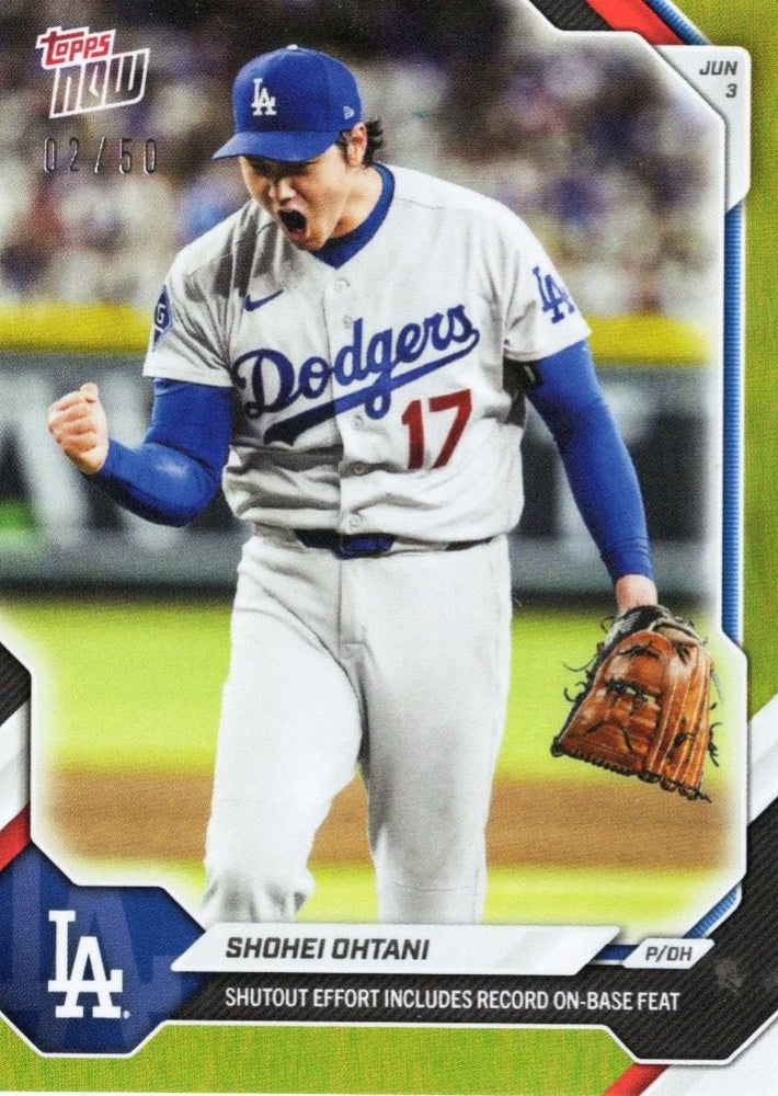 2026 Topps Now Shohei Ohtani #285 Gold Foil /50 Shutout Effort Includes Record On Base Feat Los Angeles Dodgers Baseball Card (ONLINE ORDER ONLY)