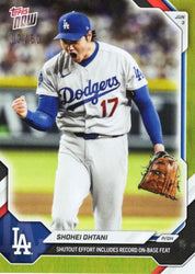2026 Topps Now Shohei Ohtani #285 Gold Foil /50 Shutout Effort Includes Record On Base Feat Los Angeles Dodgers Baseball Card (ONLINE ORDER ONLY)