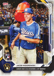 2026 Topps Now Jacob Misiorowski #325SP Career High 15Ks in Historic 1 Hit 'Maddux' Milwaukee Brewers Rookie RC Baseball Card (ONLINE ORDER ONLY)