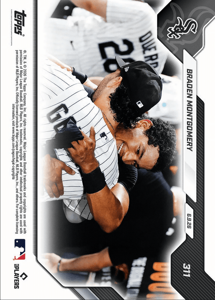 2026 Topps Now Braden Montgomery #311 5th in MLB History with Walk Off Home Run in Debut Chicago White Sox Rookie RC Baseball Card (ONLINE ORDER ONLY)