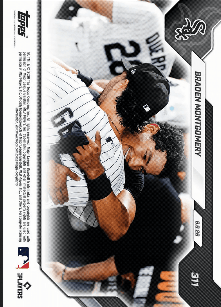 2026 Topps Now Braden Montgomery #311 Black Foil /10 5th in MLB History with Walk Off Home Run in Debut Chicago White Sox Rookie RC Baseball Card (ONLINE ORDER ONLY)