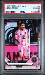 Graded 2025 Topps Now MLS Lionel Messi #23 Ties Most Goal Contributions in Club History Soccer Card PSA 10 Gem Mint (ONLINE ORDER ONLY)