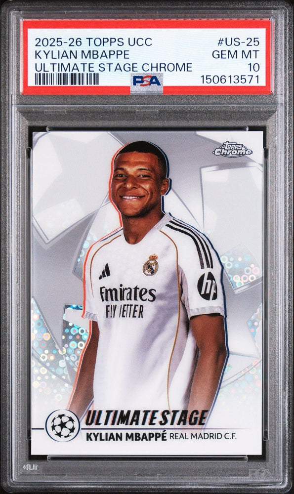 Graded 2025 Topps UCC Kylian Mbappe #US-25 Ultimate Stage Chrome Soccer Card PSA 10 Gem Mint (ONLINE ORDER ONLY)