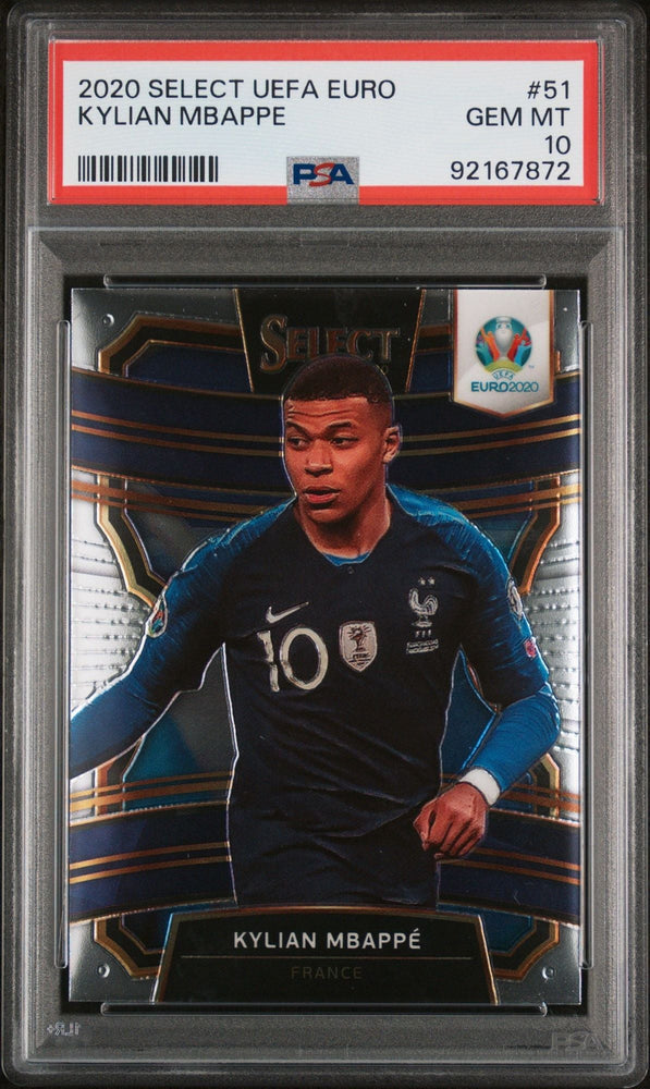 Graded 2020 Panini Select UEFA Euro Kylian Mbappe #51 Soccer Card PSA 10 Gem Mint (ONLINE ORDER ONLY)