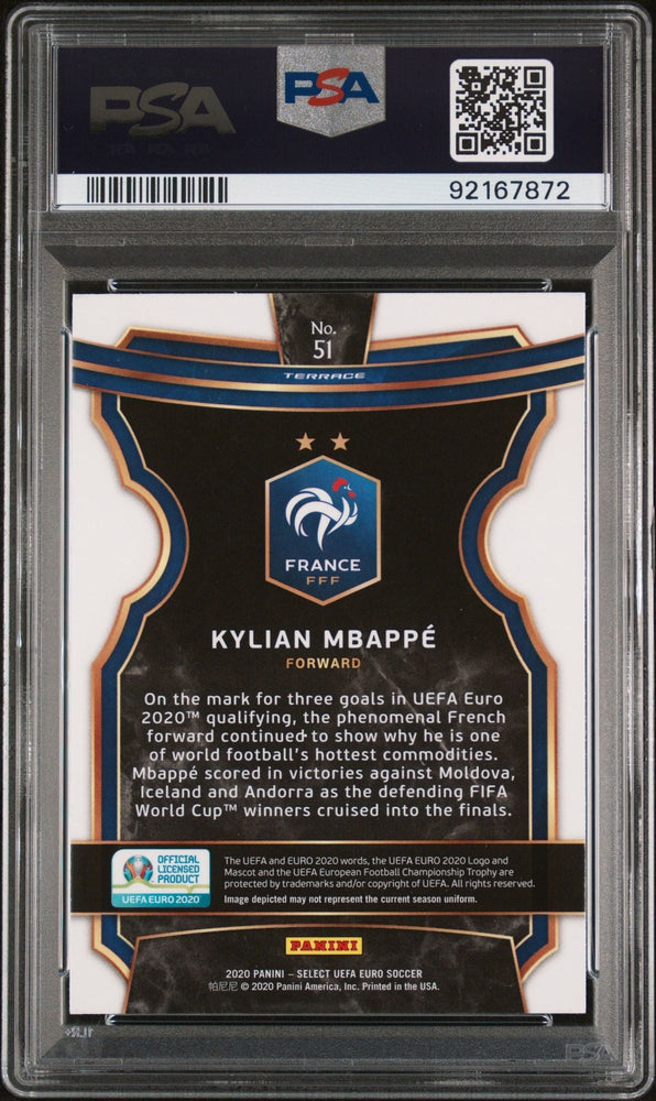 Graded 2020 Panini Select UEFA Euro Kylian Mbappe #51 Soccer Card PSA 10 Gem Mint (ONLINE ORDER ONLY)