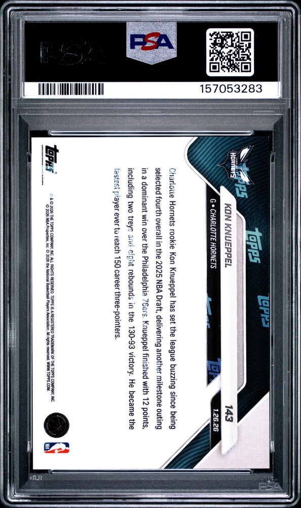 Graded 2025 Topps Now Kon Knueppel #143 Orange Foil /25 Rookie RC Basketball Card PSA 9 Mint (ONLINE ORDER ONLY)