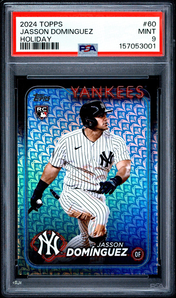 Graded 2024 Topps Jasson Dominguez #60 Holiday Rookie RC Baseball Card PSA 9 Mint (ONLINE ORDER ONLY)