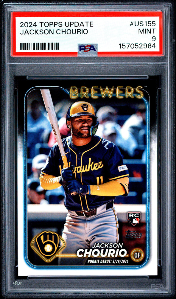 Graded 2024 Topps Update Jackson Chourio #US155 Rookie RC Baseball Card PSA 9 Mint (ONLINE ORDER ONLY)