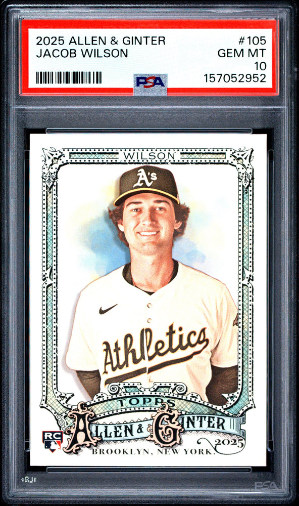 Graded 2025 Topps Allen & Ginter Jacob Wilson #105 Rookie RC Baseball Card PSA 10 Gem Mint (ONLINE ORDER ONLY)