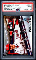 Graded 2025 Topps Bowman Draft Eli Willits #BDN1 Draft Night Rookie RC Baseball Card PSA 9 Mint (ONLINE ORDER ONLY)