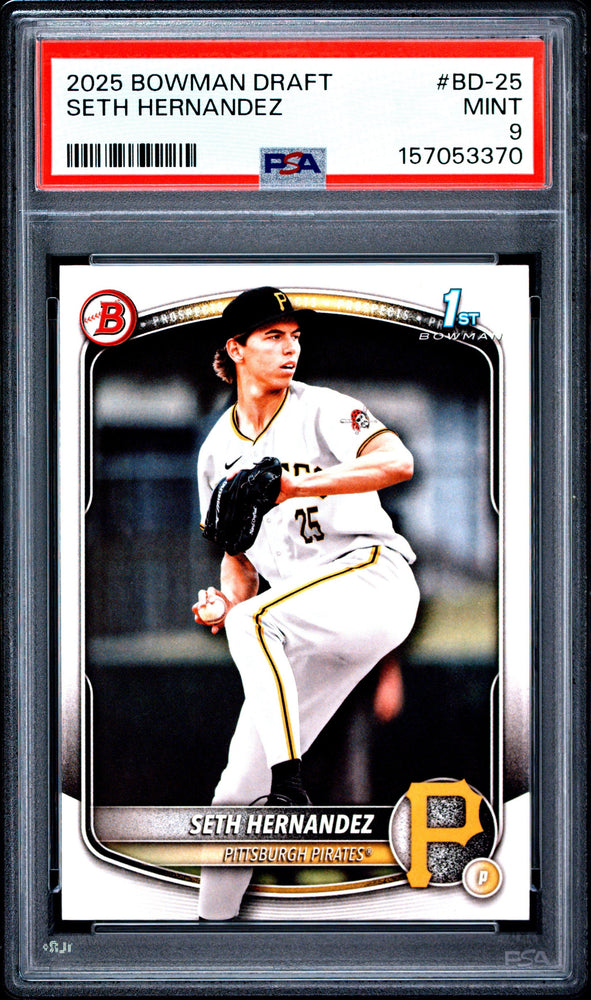 Graded 2025 Topps Bowman Draft Seth Hernandez #BD25 Rookie RC Baseball Card PSA 9 Mint (ONLINE ORDER ONLY)