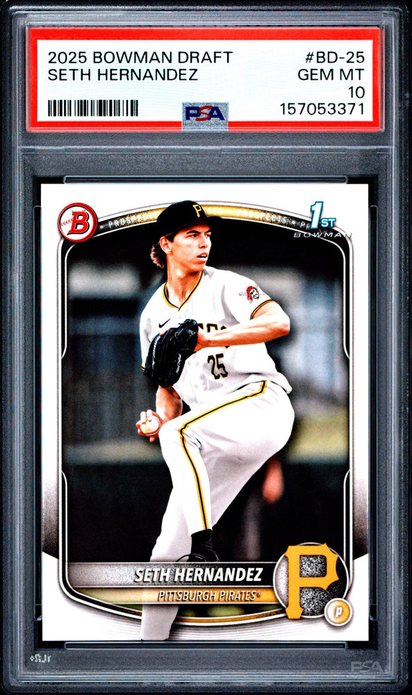 Graded 2025 Topps Bowman Draft Seth Hernandez #BD25 Rookie RC Baseball Card PSA 10 Gem Mint (ONLINE ORDER ONLY)