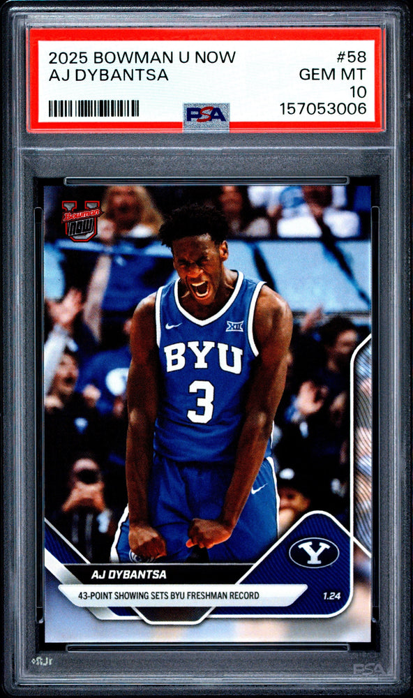 Graded 2025 Topps Bowman U Now AJ Dybantsa #58 Rookie RC Basketball Card PSA 10 Gem Mint (ONLINE ORDER ONLY)