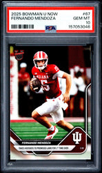 Graded 2025 Topps Bowman U Now Fernando Mendoza #67 Rookie RC Football Card PSA 10 Gem Mint (ONLINE ORDER ONLY)