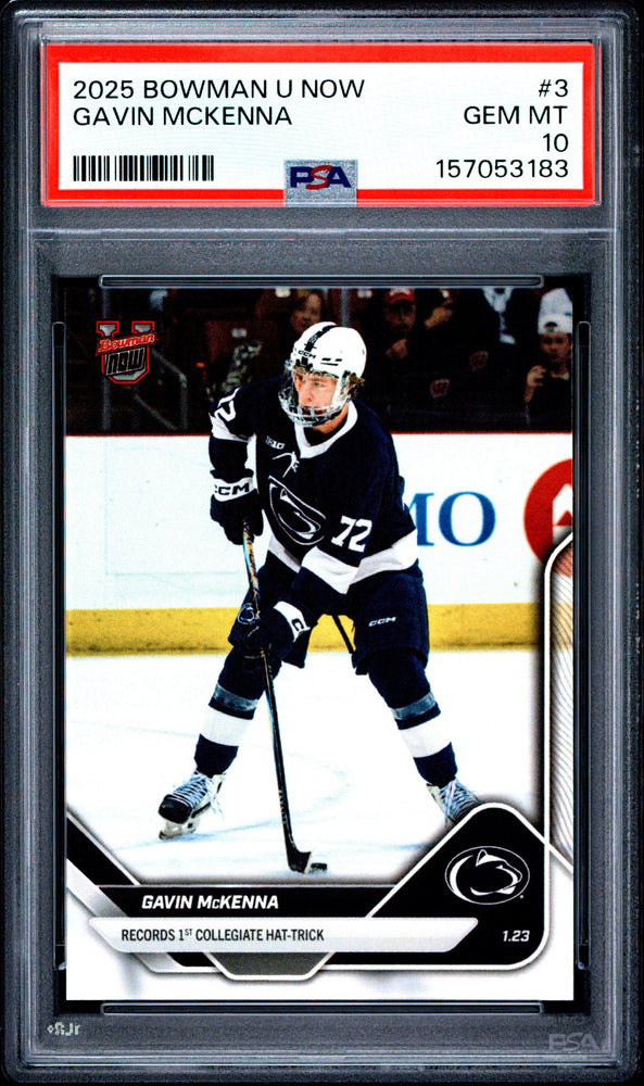 Graded 2025 Topps Bowman U Now Gavin McKenna #3 Rookie RC Hockey Card PSA 10 Gem Mint (ONLINE ORDER ONLY)