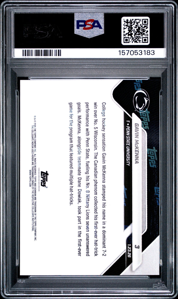 Graded 2025 Topps Bowman U Now Gavin McKenna #3 Rookie RC Hockey Card PSA 10 Gem Mint (ONLINE ORDER ONLY)