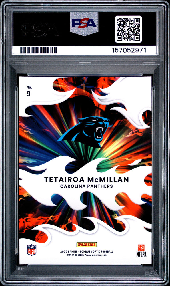 Graded 2025 Panini Donruss Optic Tetairoa McMillan #9 Light It Up Rookie RC Football Card PSA 10 Gem Mint (ONLINE ORDER ONLY)