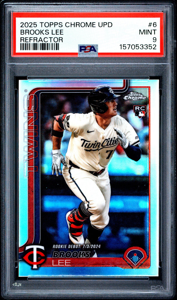 Graded 2025 Topps Chrome Update Brooks Lee #USC6 Refractor Rookie RC Baseball Card PSA 9 Mint (ONLINE ORDER ONLY)