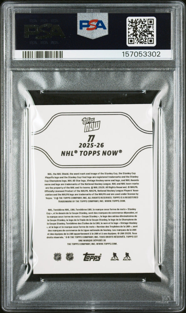 Graded 2025 Topps Now Matthew Schaefer #77 Rookie RC Hockey Card PSA 10 Gem Mint (ONLINE ORDER ONLY)