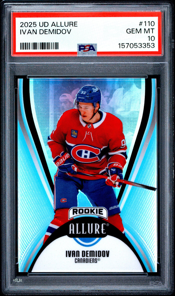 Graded 2025 Upper Deck Allure Ivan Demidov #110 Rookie RC Hockey Card PSA 10 Gem Mint (ONLINE ORDER ONLY)