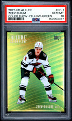 Graded 2025 Upper Deck Allure Zeev Buium #CF1 Color Flow Yellow-Green Rookie RC Hockey Card PSA 10 Gem Mint (ONLINE ORDER ONLY)