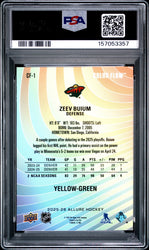 Graded 2025 Upper Deck Allure Zeev Buium #CF1 Color Flow Yellow-Green Rookie RC Hockey Card PSA 10 Gem Mint (ONLINE ORDER ONLY)