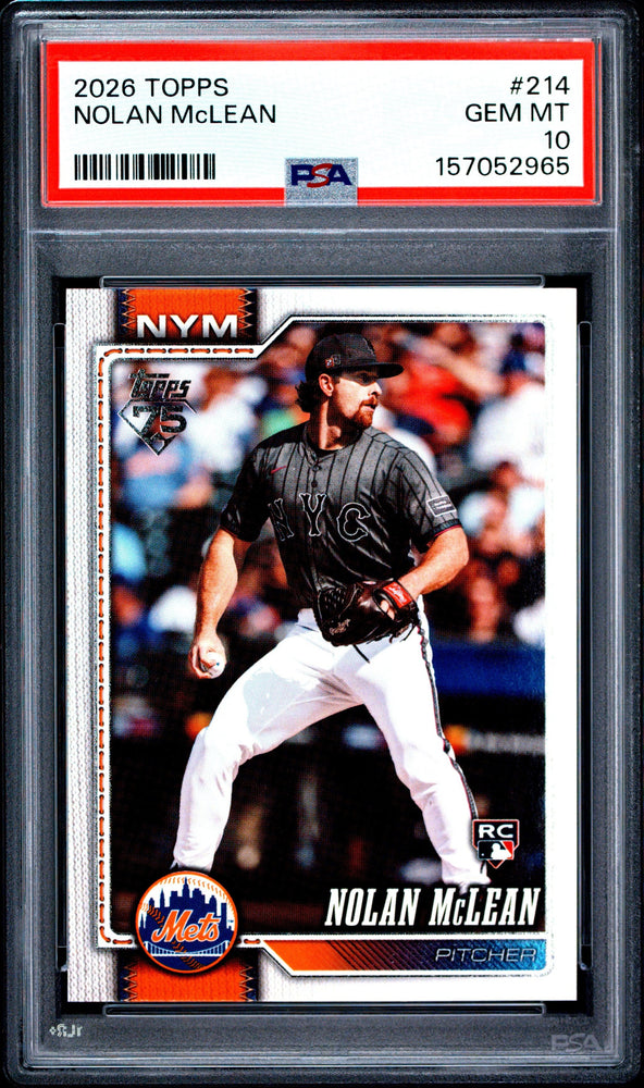 Graded 2026 Topps Nolan McLean #214 Rookie RC Baseball Card PSA 10 Gem Mint (ONLINE ORDER ONLY)